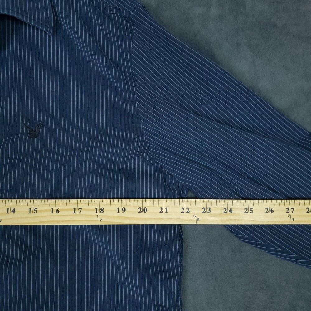 American Eagle Shirt Mens Large Pinstripe Button Up Premium Vintage Fit - Picture 8 of 12